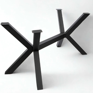 Base de table à manger en forme d'araignée, extensible, en métal noir, pieds de table à manger - Product Image 1