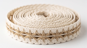 Bordure en dentelle florale rustique en coton et jute pour la décoration de la maison, les bordures décoratives et les travaux manuels - Product Image 2