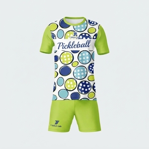 Uniforme de pickleball unisexe respirant imprimé, antibactérien, col rond, manches courtes, été, 100% polyester - Product Image 5