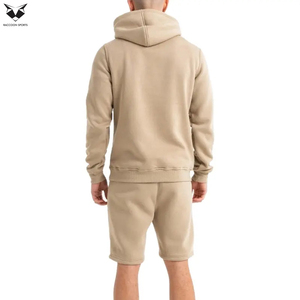 Conjunto Deportivo Informal de Algodón 100% con Sudadera con Capucha y Media Cremallera con Logotipo Personalizado para Gimnasio y Pantalones Cortos para Hombre de Talla Grande, Nuevo Estilo - Product Image 2