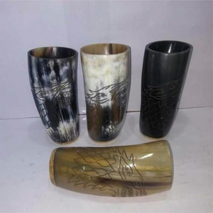 Vaso de Vidrio con Tapa de Cuerno Natural Hecho a Mano, Estilo Vikingo, Único y Ecológico para Cerveza, Sidra, Whisky y Bebidas MULTI CRAFT - Product Image 5