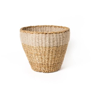 Set of 2 round white seagrass <b>baskets</b> for decoration Handmade <b>Storage</b> <b>Basket</b> Wholesale eco-friendly Made in Vietnam - Product Image 2