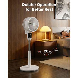 9 Inch Quiet DC Motor Pedestal Fan 80 Degrees Oscillation <b>Remote</b> <b>Control</b> 9 Speeds 4 <b>Smart</b> Modes Tower Pedestal Fan Product - Product Image 5