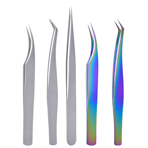 Juego de Pinzas Profesionales de Acero Inoxidable para Pestañas, Herramientas de Precisión para Aplicación de Pestañas Postizas, Diseño de Punta Suave - Product Image 1