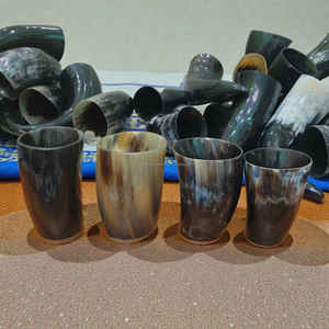 แก้วน้ำวัสดุเขาสัตว์ขนาดเล็กขอบทองเหลือง งานแฮนด์เมด สำหรับแคมป์ปิ้ง เป็นมิตรกับสิ่งแวดล้อม ทนความร้อน บรรจุกล่อง - Product Image 3