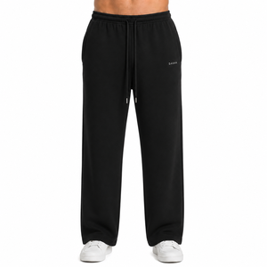 Premium Custom Heavy GSM Sport Straight <b>Open</b> <b>Hem</b> Puff Print Baggy Relaxed Loose Logo <b>Open</b> Bottom Sweatpants Mens <b>Jogger</b> - Product Image 2
