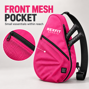 Bolsa de transporte para raqueta de squash Rexfit Sports, personalizada, con correa de hombro individual y bolsillo de malla con cremallera para sesiones en la cancha. - Product Image 4