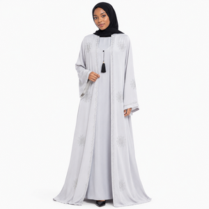 Abaya Estilo Dubái Minimalista, Kaftán Abierto por Delante, Abaya Turca Abierta, Abaya Clásica Farasha, Abaya con Mangas Kimono, Abaya Árabe Moderna A - Product Image 4