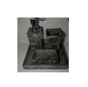 Ensemble de salle de bain en os incrusté, cinq pièces, accessoires de vanité en résine, décoration de comptoir de luxe, finition artisanale de haute qualité - Product Image 5