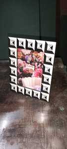 Handmade Inlay Wood <b>Black</b> White Chevron Pattern Rectangular Photo <b>Frame</b> Tabletop Display Horizontal Orientation - Product Image 4