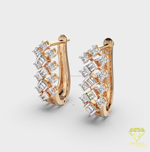 Elegant Baguette Moissanite Diamond Hoop Earrings Gold <b>Huggie</b> Earrings Luxury Wedding Jewelry For Women - Product Image 1