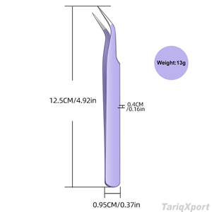 Pince à épiler de précision en acier inoxydable, pointe lisse et pointue pour extensions de cils, couleurs violet, rose, rouge, noir - Product Image 3
