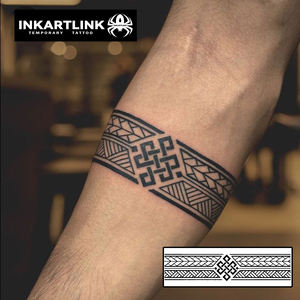 INKARTLINK Pegatina de tatuaje de nudo celta, brazalete geométrico, nudo sin fin, arte corporal semipermanente de 15 días, venta al por mayor - Product Image 2