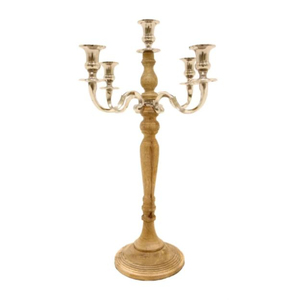 <b>Candlestick</b> 5-Arms <b>Silver</b> Candle Holder Polished Aluminum Candelabra for Home Decoration Vintage Candle Holder Bulk Supplier - Product Image 2