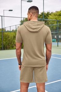 Sportswear Gym Wear Lightweight Breathable <b>Matching</b> <b>Set</b> Oversized Fit Pullover Hoodie <b>Jogger</b> Shorts Soft - Product Image 5