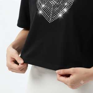 T-shirts courts pour femmes avec patchs imprimés à carreaux personnalisés OEM, 100% coton, manches courtes, respirants, écologiques - Product Image 4