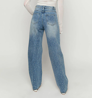 Jeans Anchos de Cintura Alta para Mujer, Diseño Y2K con Pedrería 3D, Transpirables y Ecológicos, de Alta Calidad y Personalizados