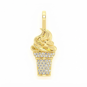Trendy Stylish Hip Hop <b>Toddlers</b> Jewelry 10K Gold Iced Custom Softy Ice Cream Moissanite Diamond Fine Pendants Charms Necklaces - Product Image 1