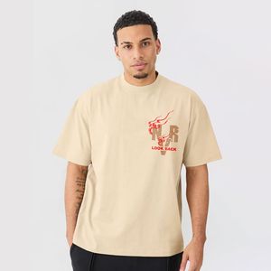 T-shirt imprimé pour homme 300 g/m² personnalisable avec logo sur le devant, respirant, en jersey, coupe oversize, design uni – Vente en gros OEM/ODM 2026 - Product Image 5