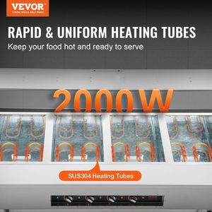 Scaldavivande Professionale Commerciale a 4 Vasche da 20.6QT, Tavolo Elettrico a Vapore per Buffet e Catering, Attrezzatura per Mantenimento Caldo in Acrilico - Product Image 2