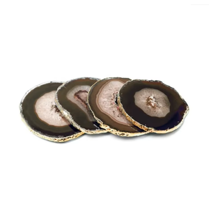 Posavasos de ónix negro de alta calidad en oferta, posavasos redondos de piedra de cristal para bebidas con soporte para café para el hogar - Product Image 3