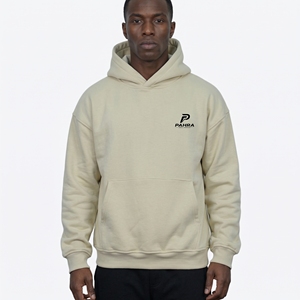 Custom Logo for Oversized Lightweight Winter Pullover Hoodie <b>Men</b> Drop Shoulder 100% Cotton Ivory <b>White</b> Streetwear <b>Sweatshirt</b> - Product Image 1