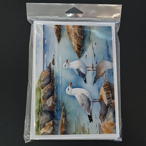 Whimsical Gulls Scavenging A7 Size 5x7 Blank <b>Note</b> <b>Cards</b> Pack of 8 with Envelopes for <b>Greeting</b> or Personal Use - Product Image 3