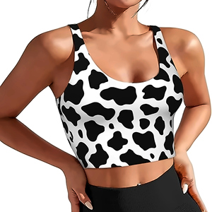 Soutiens-gorge de sport pour femmes, dos nageur, imprimé léopard, pour gym et yoga, anti-bactérien, séchage rapide, léger, respirant, extensible dans quatre directions - Product Image 1