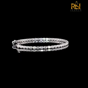 Emerald Cut Lab Grown Diamond Tennis Bracelet Modern Eternity Link Bracelet 9K 14K 18K <b>Solid</b> <b>Gold</b> Fine Jewelry - Product Image 1