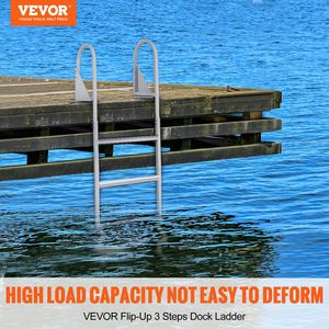 Scaletta Pieghevole a 3 Gradini in Lega di Alluminio con Capacità di Carico di 160 kg, 2 Gradini Larghi e Tappetino Antiscivolo in Gomma per Barche Pontone e Piscine - Product Image 2