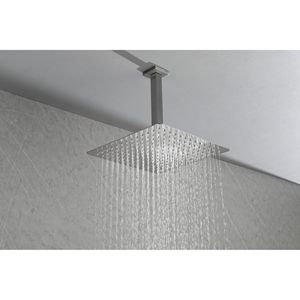 Set combinato da bagno di lusso nero opaco a soffitto con doccia a pioggia accessori - Product Image 1