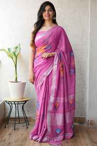 Elegantes Saris de Lino Estampados con Blusa de Lino, Tela Suave y Transpirable, Ideales para Uso Casual en la Oficina y Ocasiones Festivas - Product Image 6