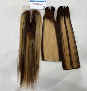 Extensions de cheveux Remy vierges de haute qualité 100 %, double trame, closure, mèches lisses, cheveux vietnamiens Thanh, toutes couleurs, 100g - Product Image 1