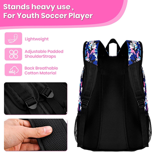Sac à dos de sport camouflage pour filles avec compartiment pour ballon et chaussures pour l'entraînement au football - Product Image 5