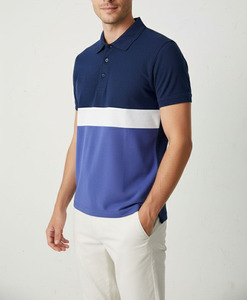Polos pour hommes durables et confortables, vêtements décontractés, polos unis pour hommes, design bicolore avec col classique - Product Image 5