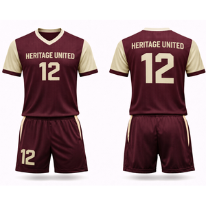 Uniforme de Fútbol Personalizado por Sublimación, Camiseta y Pantalones Cortos de Fútbol, 100% Algodón, Transpirable, de Secado Rápido, Conjunto de Equipo Unisex, Servicio OEM Digital - Product Image 1