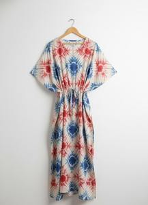 Caftán Tie Dye, Vestido Tipo Kaftán, Ropa de Resort y Crucero, 100% Algodón Lavable, Largo Maxi, Moda Sostenible, Talla Única Plus, Ropa para el Hogar - Product Image 5