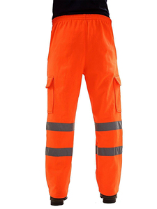 Pantalones de Trabajo Amarillos para Hombre, Cintura Elástica, Rayas Reflectantes, Bolsillos Tipo Cargo, Material de Lona Transpirable, Estilo Otoñal - Product Image 4