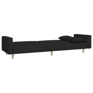 Canapé-lit 2 places en tissu noir 100% polyester, bois et plastique, taille pour une assise confortable - Product Image 6