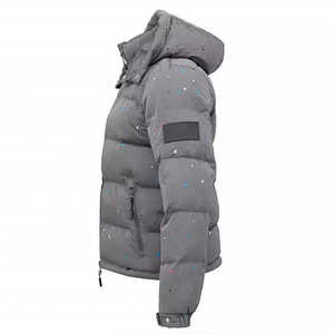 Veste d'hiver matelassée pour homme, style streetwear, légère et isolante, avec capuche et logo frontal, idéale pour la randonnée, le camping, les voyages et le quotidien. - Product Image 2