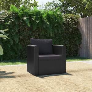 Canapé de jardin individuel avec structure en acier noir thermolaqué et rotin PE, durable et élégant - Product Image 1