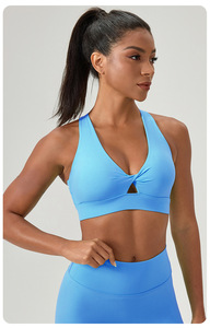 Soutien-gorge de sport pour femme, de bonne qualité, respirant, sans couture, en Spandex/Polyester, imprimé par transfert thermique, extensible, à maintien élevé - Product Image 6