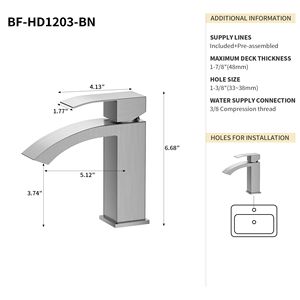 Rubinetto per lavabo da bagno con maniglia singola da 6,68 pollici Bothwa Home, certificato CUPC, finitura nichel spazzolato, rubinetto singolo da 6,68 pollici Bothwa Home - Product Image 4