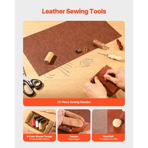 Kit Portatile di 72 Utensili per Lavorazione del Cuoio, Set per Cucito e Stampaggio con Borsa Portatile in Pelle, 72 Pezzi di Accessori per Artigianato in Pelle - Product Image 5