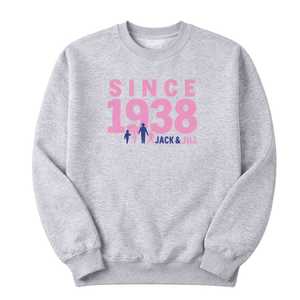 Sudadera de Cuello Redondo Jack and Jill Gris Desde 1938, Sudadera con Estampado Gráfico para Hombre y Mujer, Ropa Casual, Sudadera de Manga Larga - Product Image 1