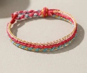Handmade Adjustable Leather & Cotton <b>Rope</b> <b>Bracelet</b> for Children's-Cute Style Anniversary Occasion - Product Image 1