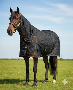 High Quality 200G Diamond Quilting <b>Horse</b> Rug Orange Binding Polycotton Shell Crafted Nylon Lining <b>Stable</b> Combo Dressage Use All - Product Image 3