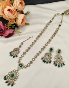 Traditional Kundan RaniHaar Long Necklace <b>Set</b> with Matching Earrings & Maang Tikka Ethnic Bridal Wedding Party Wear Jewelry <b>Set</b> - Product Image 3