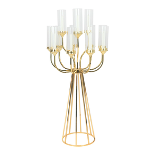 Exquisite antique silver five-cup <b>candelabra</b> detailed with ornate, embossed patterns available at wholesale price. - Product Image 3