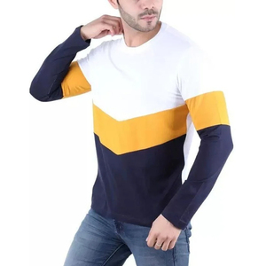 Camiseta de Manga Larga para Hombre, Cuello Redondo, Corte Regular, Diseño Sólido con Detalles en Contraste, Tejido Casual - Product Image 5